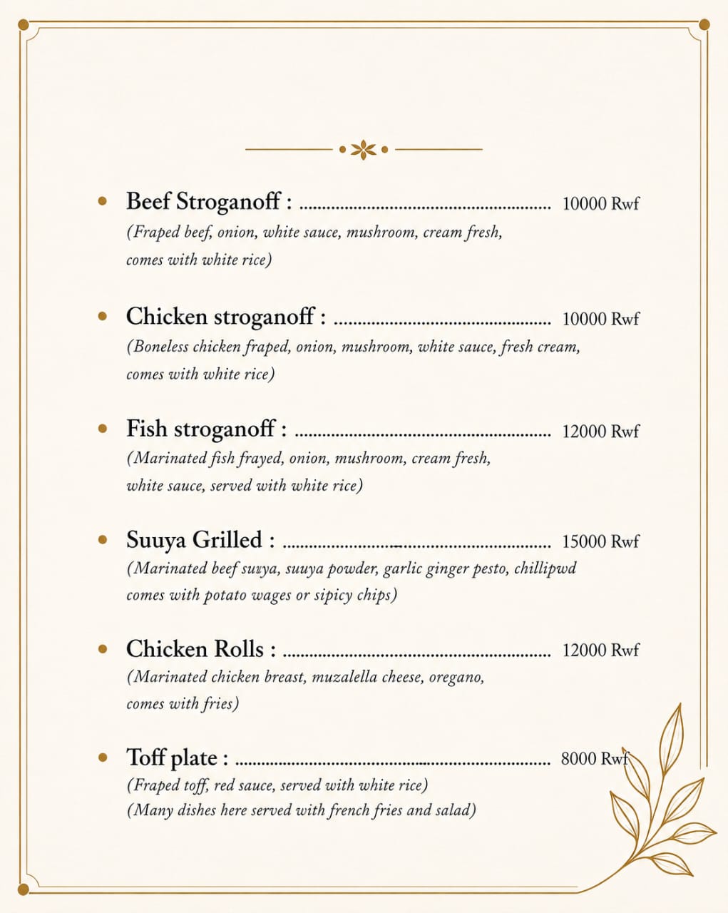 Restaurant Menu 4